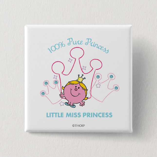 Bóton Quadrado 5.08cm 100% Pura Princesa - Pequena Miss Princesa (Frente)
