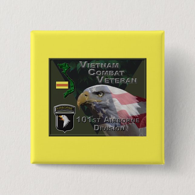 Bóton Quadrado 5.08cm 1010Div rua Vietname Combat Veterano (Frente)