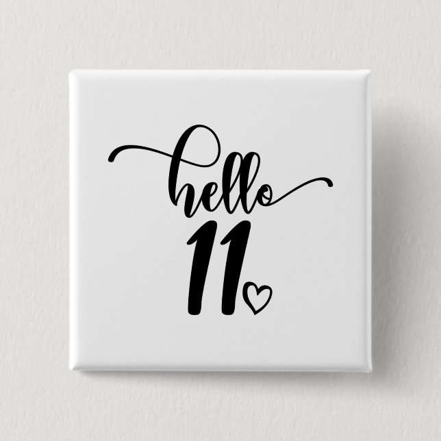 Bóton Quadrado 5.08cm 11 Birthday Girls Alô Onze Bonitinhas De 11 Anos (Frente)