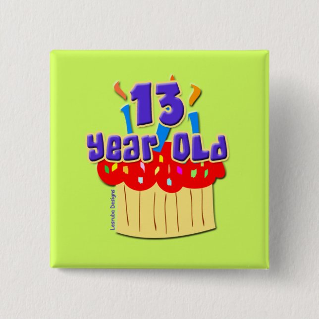Bóton Quadrado 5.08cm 13 anos (Frente)
