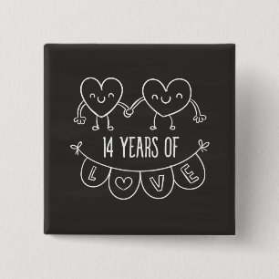 Bóton Quadrado 5.08cm 14 Anniversário Gift Chalk Hearts