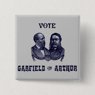 Bóton Quadrado 5.08cm 1880 voto Garfield e Arthur, azuis