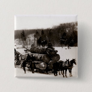 Bóton Quadrado 5.08cm 1905 lenhador no trabalho