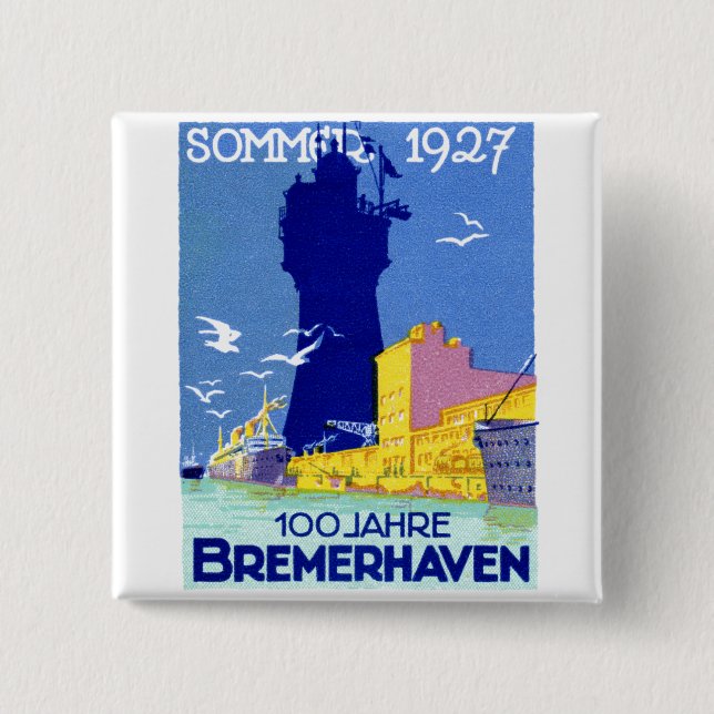 Bóton Quadrado 5.08cm 1927 Bremerhaven Germany (Frente)