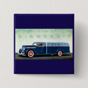 Bóton Quadrado 5.08cm 1937 caminhão azul Diamond T