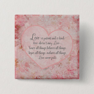 Bóton Quadrado 5.08cm 1 Cor 13 - O Amor é Paciente O Amor é Bondoso