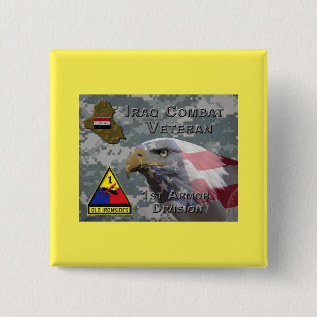 Bóton Quadrado 5.08cm 1rua Armor Div Iraque Combat Veteran (Frente)