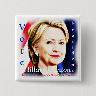 Bóton Quadrado 5.08cm 1st Woman President Hillary Clinton 2016_