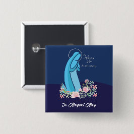 Bóton Quadrado 5.08cm 25 aniversário da vida religiosa Nun Flor Rosa