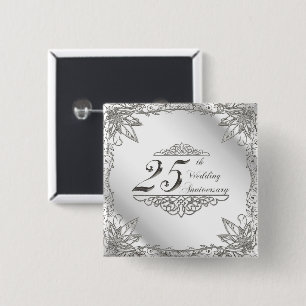 Bóton Quadrado 5.08cm 25o Botão do aniversário de casamento