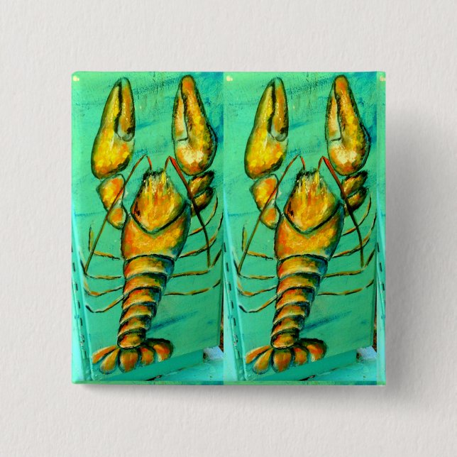 Bóton Quadrado 5.08cm 2 botão verde de lagosta (Frente)