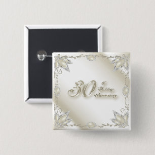 Bóton Quadrado 5.08cm 30o Botão do aniversário de casamento