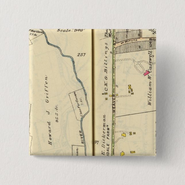 Bóton Quadrado 5.08cm 46-47 White Plains, Escardale (Frente)