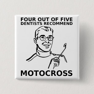 Bóton Quadrado 5.08cm 4 De 5 Botão de Moto Motocross de Dentistas