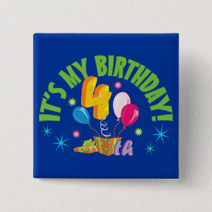 Bóton Quadrado 5.08cm 4o Aniversário