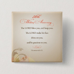 Bóton Quadrado 5.08cm 50º Aniversário de Casamento, Senhor Religioso A