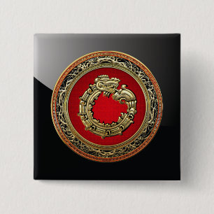Bóton Quadrado 5.08cm [500] Deus Serpente Quetzalcoatl [Dourado]