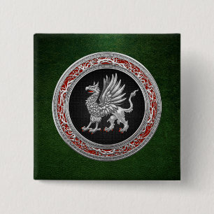 Bóton Quadrado 5.08cm [500] Griffin prateado sagrado