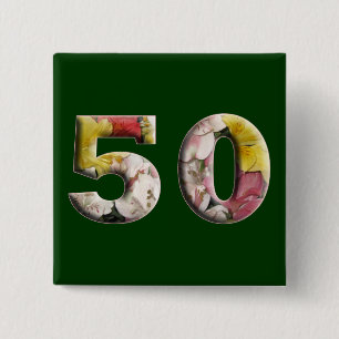 Bóton Quadrado 5.08cm 50. º aniversário 50 anos marco