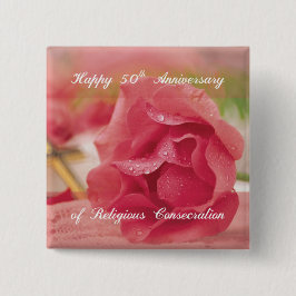 Bóton Quadrado 5.08cm 50.º Aniversário da Rosa de Conseção Religiosa