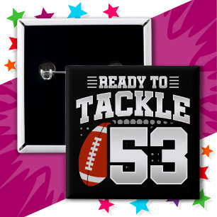 Bóton Quadrado 5.08cm 53 anos Festa Tackle de Futebol 53