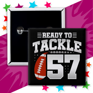 Bóton Quadrado 5.08cm 57 anos Festa Tackle de Futebol 57º aniversário