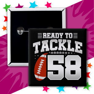 Bóton Quadrado 5.08cm 58 anos Festa Tackle de Futebol 58º aniversário