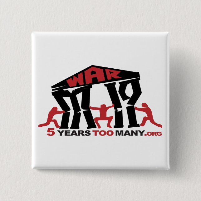 Bóton Quadrado 5.08cm 5 anos botão demais (quadrado) (Frente)