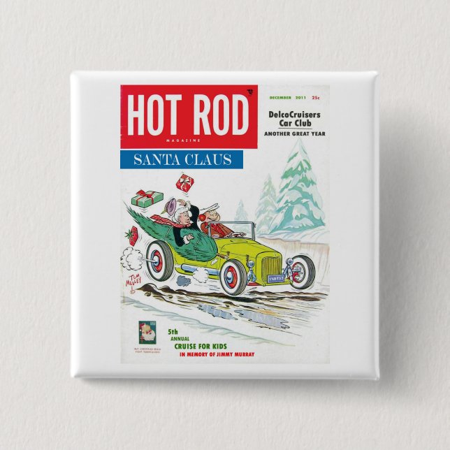 Bóton Quadrado 5.08cm 5o pino anual do papai noel (Frente)