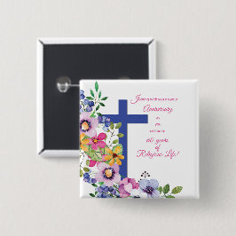 Bóton Quadrado 5.08cm 60º Aniversário, freira, Cruz de Vida Religiosa