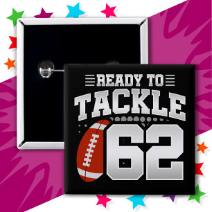 Bóton Quadrado 5.08cm 62 anos Festa Tackle de Futebol 62º aniversário