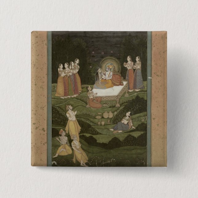 Bóton Quadrado 5.08cm 63,794" Tambula-Seva", Krishnagar, Bengal (Frente)