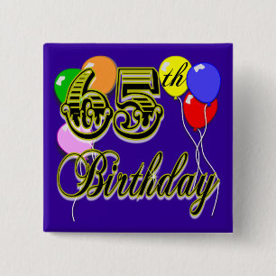 Bóton Quadrado 5.08cm 65th mercadoria feliz do aniversário