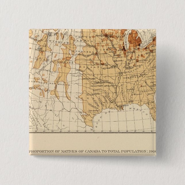 Bóton Quadrado 5.08cm 68 nativos Canadá 1900 (Frente)