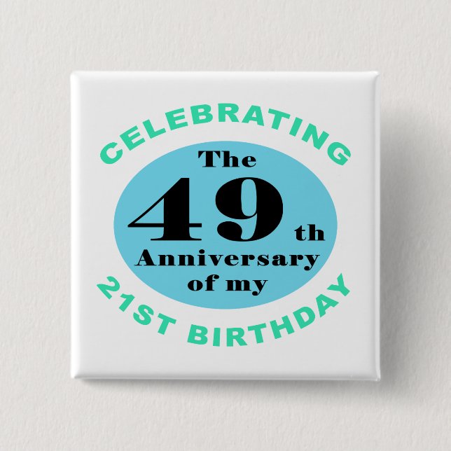 Bóton Quadrado 5.08cm 70 Birthday Humor (Frente)
