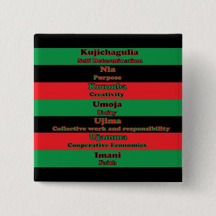 Bóton Quadrado 5.08cm 7 Princípios do botão Kwanzaa