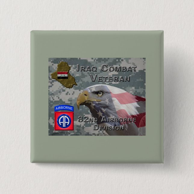 Bóton Quadrado 5.08cm 82.a Frente aérea Div Iraque Combat Veteran (Frente)