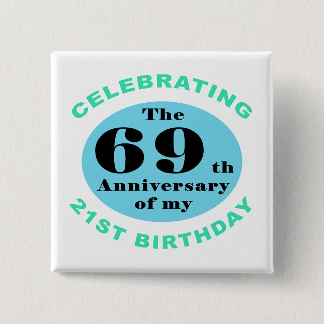 Bóton Quadrado 5.08cm 90 Birthday Humor (Frente)