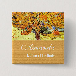 Bóton Quadrado 5.08cm A Árvore de Morango, Vincent van Gogh. Casamento