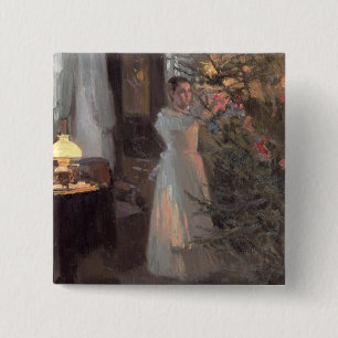 Bóton Quadrado 5.08cm A árvore de Natal, 1910