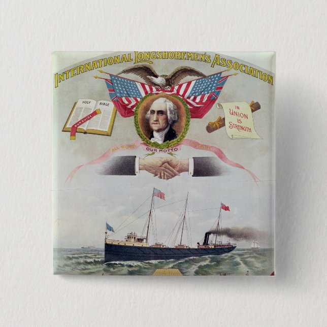 Bóton Quadrado 5.08cm A associação dos Longshoremen internacionais (Frente)