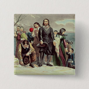 Bóton Quadrado 5.08cm A aterragem dos peregrinos em Plymouth