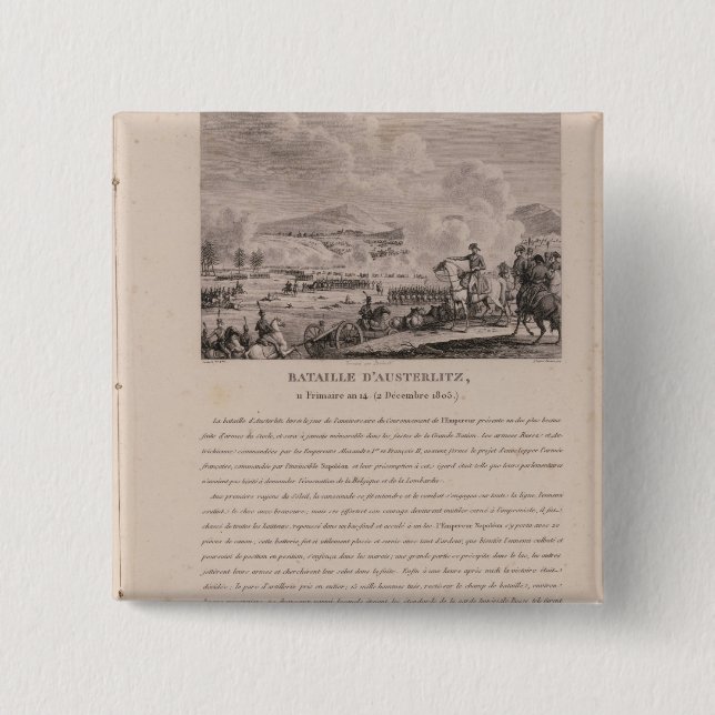 Bóton Quadrado 5.08cm A batalha de Austerlitz, o 2 de dezembro de 1805 (Frente)