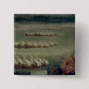 Bóton Quadrado 5.08cm A batalha de Lepanto, o 7 de outubro de 1571