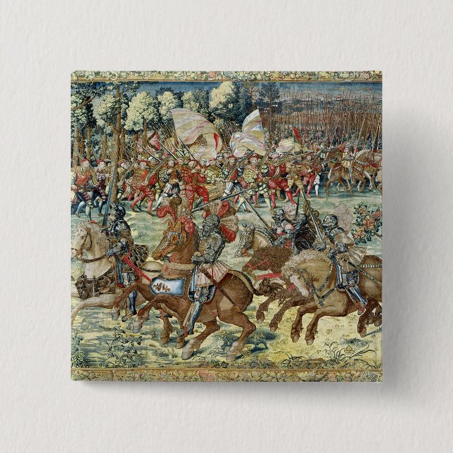 Bóton Quadrado 5.08cm A batalha de Pavia. O avanço de Charles V (Frente)