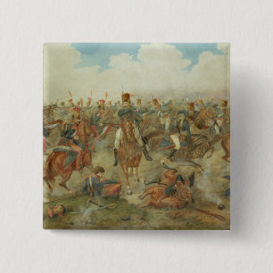 Bóton Quadrado 5.08cm A batalha de Waterloo, o 18 de junho de 1815 (w/c