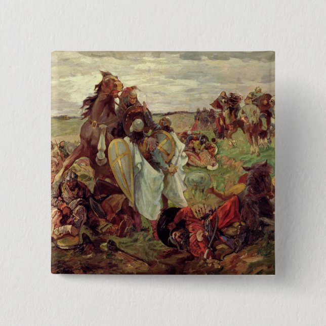 Bóton Quadrado 5.08cm A batalha entre Russo e Tatars, 1916 (Frente)