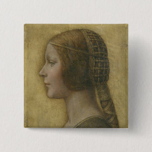 Bóton Quadrado 5.08cm A bela princesa (de Leonardo da Vinci)