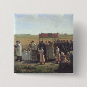Bóton Quadrado 5.08cm A bênção do trigo no Artois, 1857