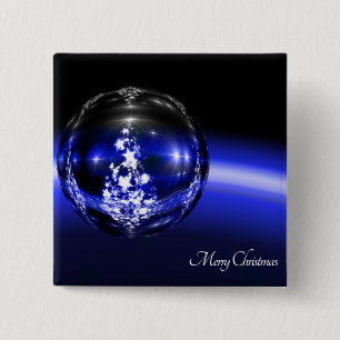 Bóton Quadrado 5.08cm A bola azul do Natal stars feriados